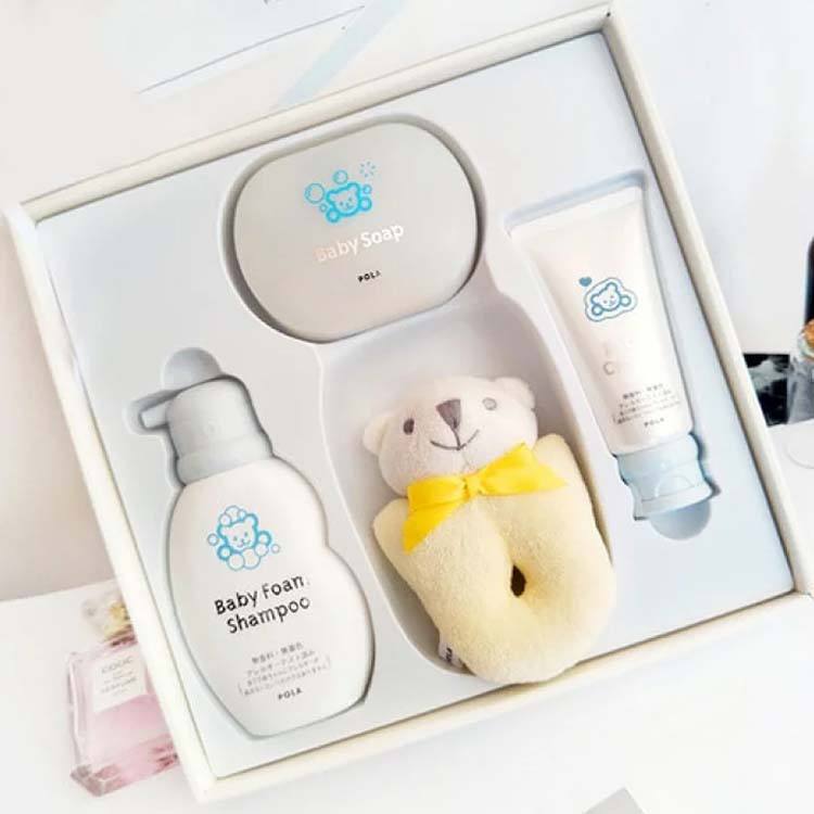 POLA宝利婴儿洗护套盒（香皂90g+洗发水150ml+宝宝霜60g+摇铃1个）
